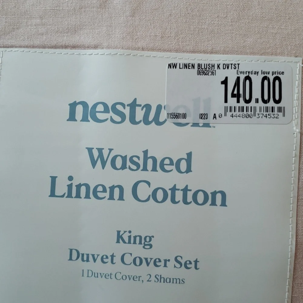 ❤️B2G1 FREE Nestwell® Washed Linen Cotton 3-Piece King Duvet Cover Set,Blush